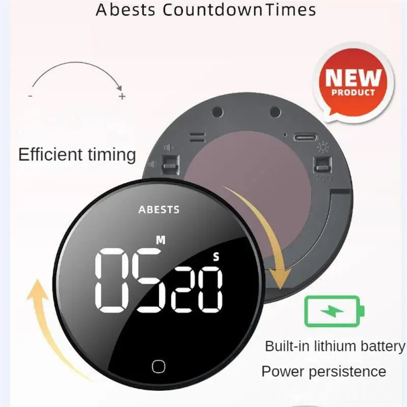 

The New Rotary Timer Kitchen Baking Student Learning Timer USB Charging Rotary One-button Timing Countdown Timer For Kitchen