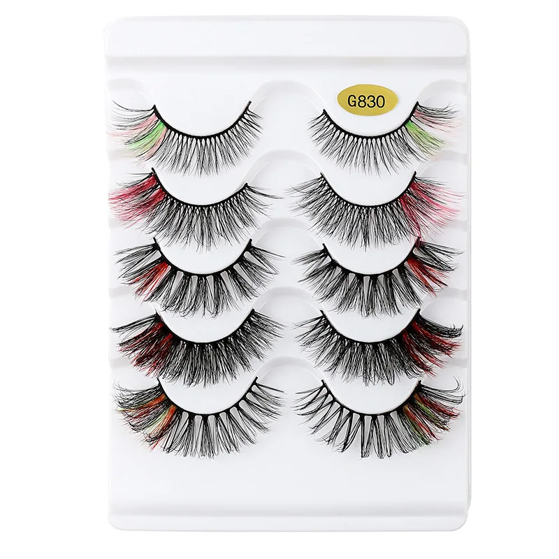 

5 Pairs of 3d False Eyelashes Natural Bushy Cat Eye Eye Tail Elongated Colorful Exploding Hair Eyelashes Cosplay Manga Beauty