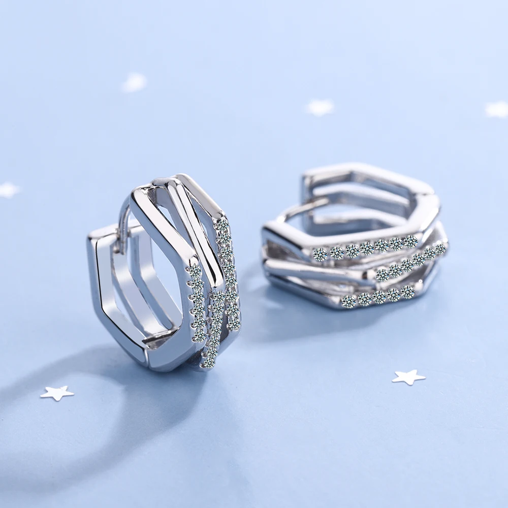 

Женские многослойные серьги-кольца из серебра 925 пробы