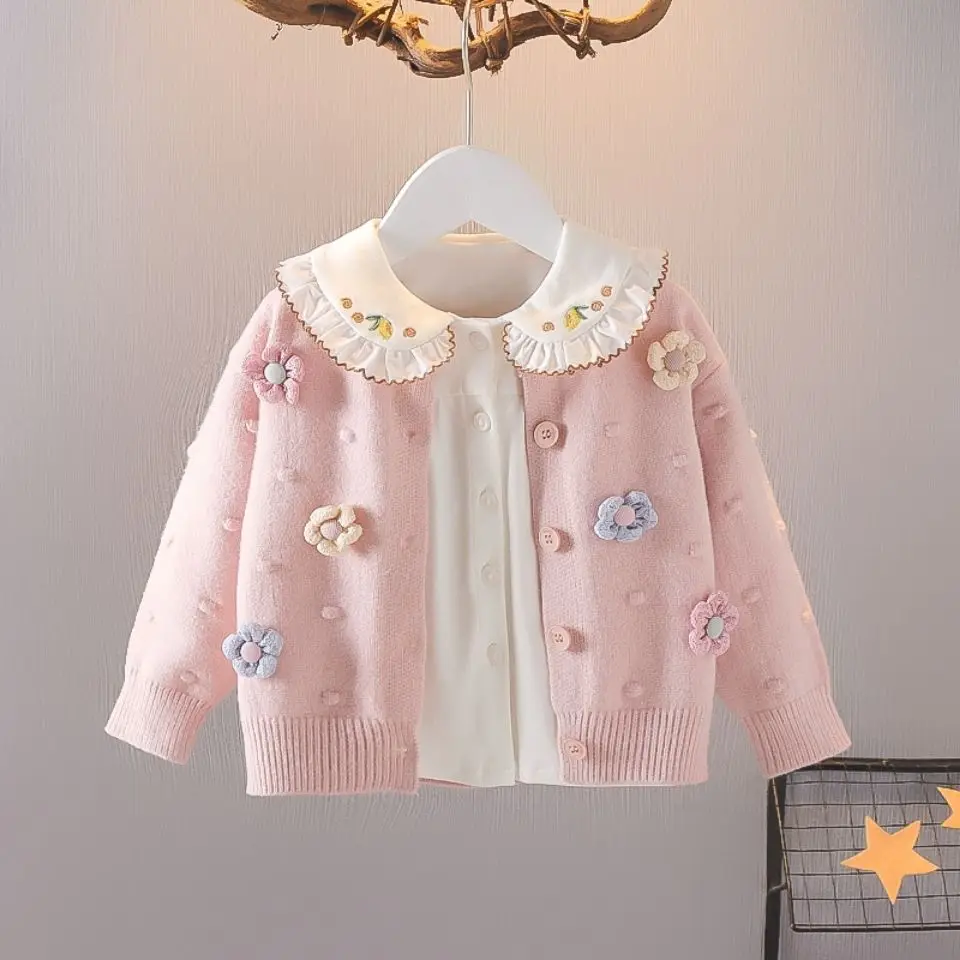 

Laura Kors New Arrivals Spring Autumn Children Knitted Long Sleeve Flowers Pink Purple Casual Boys Sweater Child Clothes 4-7T