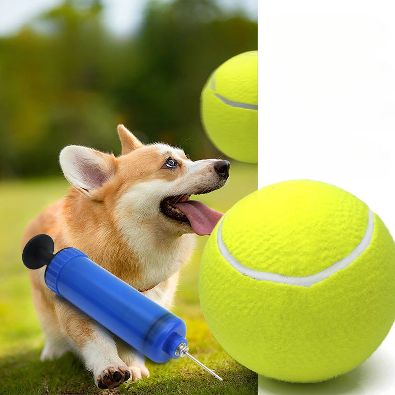 

8/9.5 Inch Signature Tennis 24CM Happy Dog Toy Ball Interactive Inflatable Balls Outdoor Large Dogs Pet Training Chew Toys Games