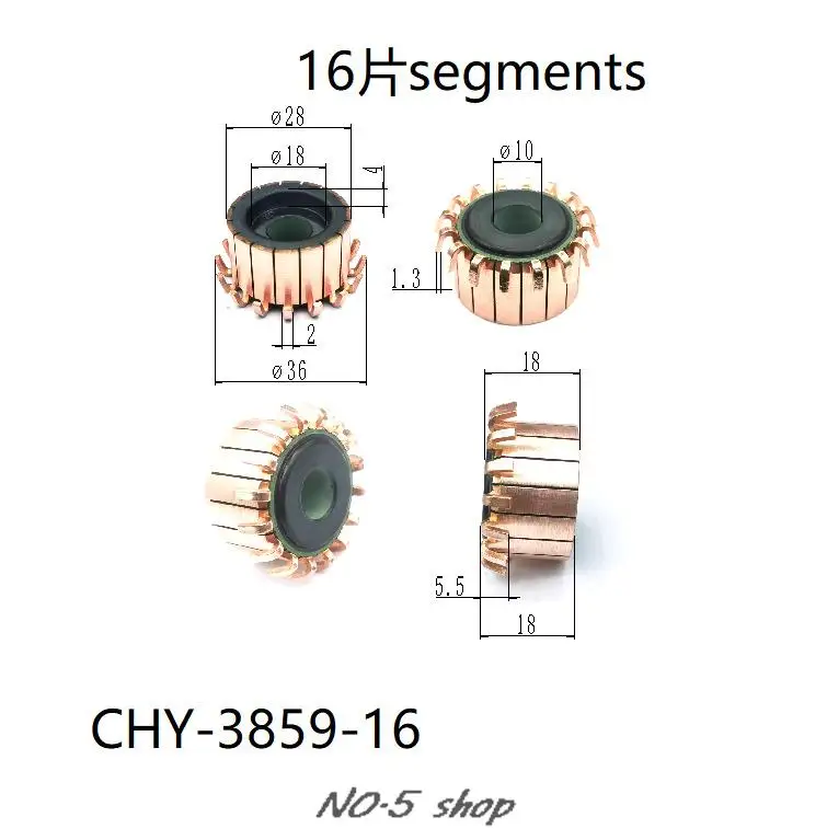 

10Pcs 28x10x18(18)x16P Copper Bars Electric Motor Commutator