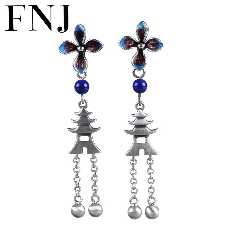 

Женские серьги-подвески из серебра 925 пробы с перекрестными цветами