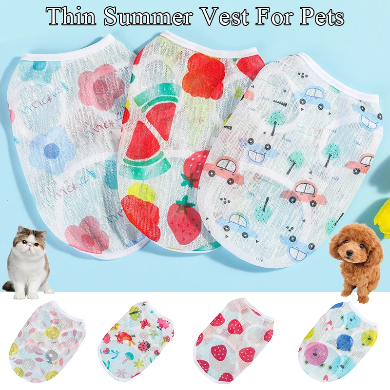 

Dog Summer Clothes Dog Vest Pet Beach Clothes Vest Cat T-shirt Sun Protection Clothes Cartoon For Small Large Cat Dog Chihuahua
