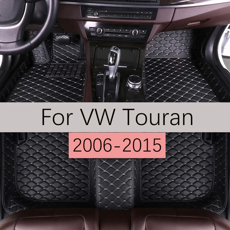 Купи Custom Leather Car Floor Mats For VW Volkswagen Touran （5-seat）2006-2015 Automobile Carpet Rugs Foot Pads Parts Accessories за 1,920 рублей в магазине AliExpress