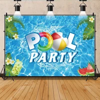 summer pool party hawaiian photography backdrop coustom swimming balls baby shower birthday portrait background for photo studio