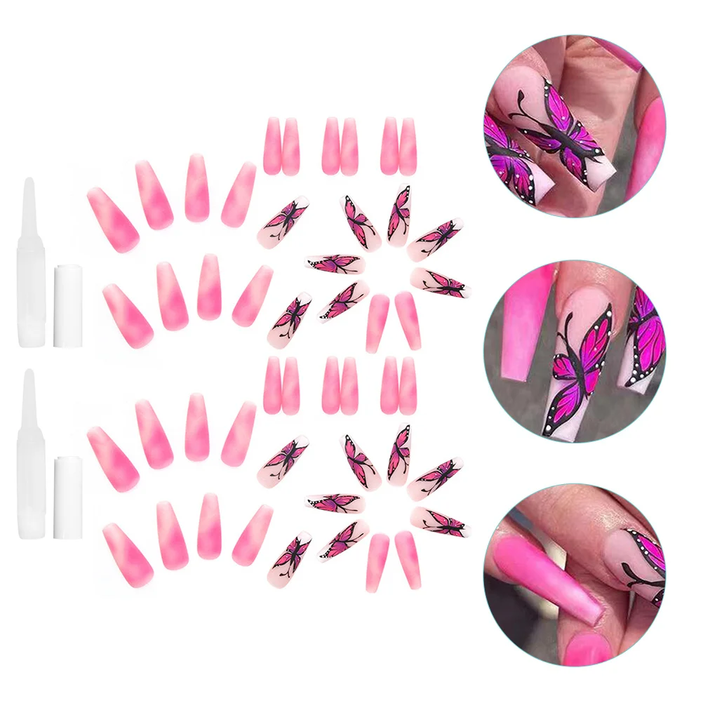 

48pcs Delicate Party Decorative Beautiful Press On Nails Nails Tips Glue On Nails Female Nails