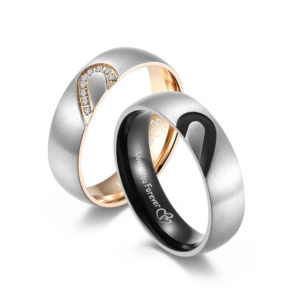 

Romantic Heart Rings for Women and Men New Design Stainless Steel Finger Rings With Cubic Zirconia Charm Jewelry Wholesale Gift