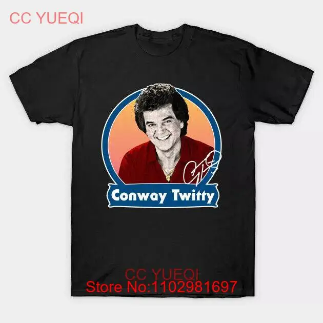 Ретро 70s страна Легенда Conway Twitty рубашка с коротким рукавом черный цвет S-4XL CC897