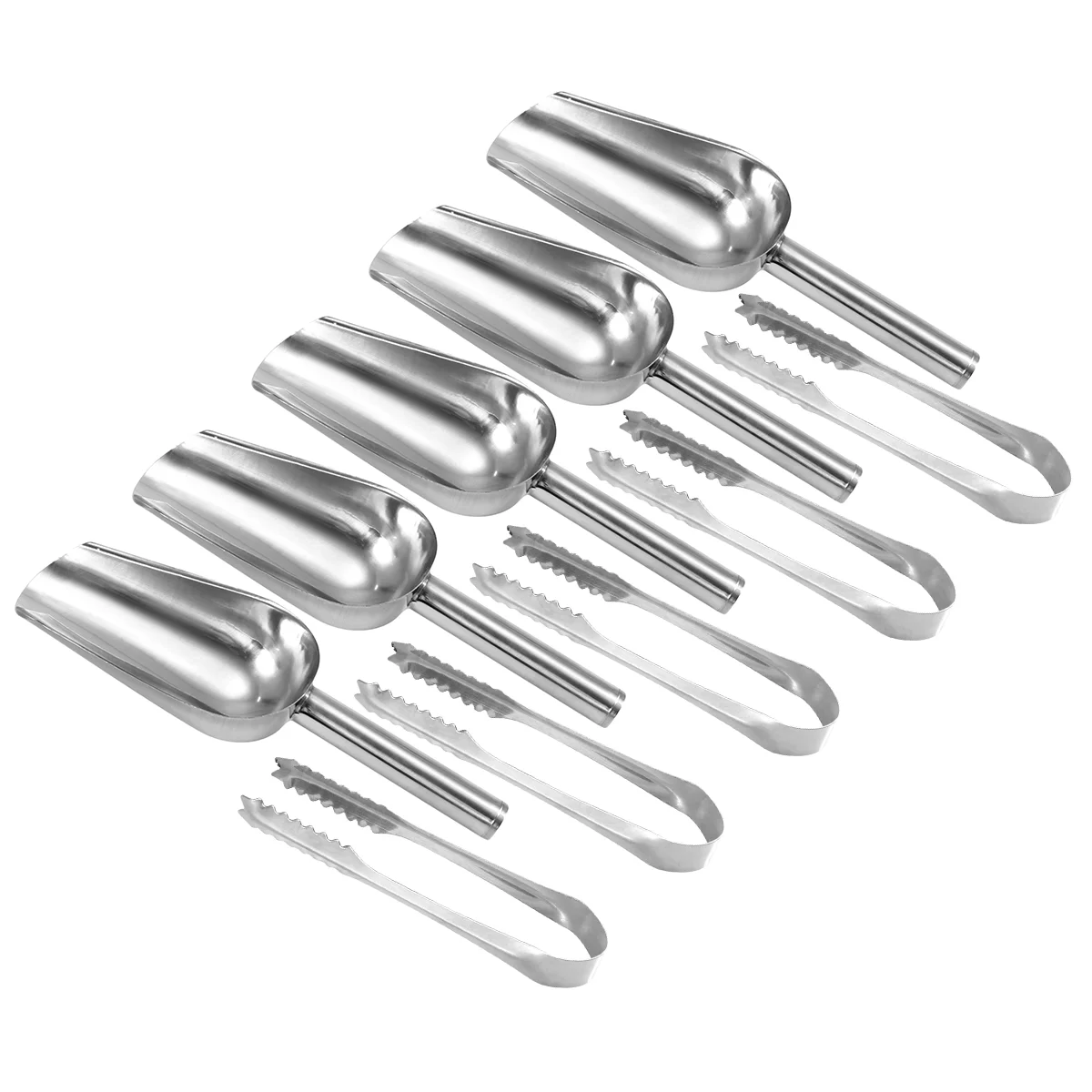 

5 Pcs Stainless Steel Spoon Clear Ice Scoop Ingredients Ice Tongs Cookie Scoop Cupcake Scoop Portion Scoop