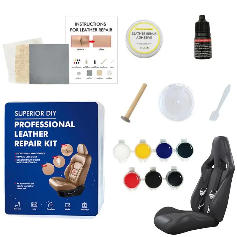 

Набор для ремонта кожи, 7 цветов, набор для ремонта кожи салона автомобиля, многофункциональный инструмент для ремонта кожи сидений, для искусственной кожи