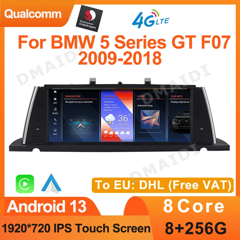 

8G+256G Android13 Qualcomm Carplay For BMW 5 Series GT F07 2009-2016 Multimedia Video Player Bluetooth GPS Navigation 4GLTE WIFI