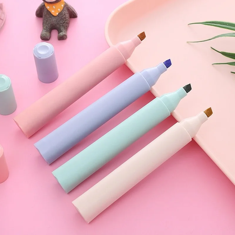 

4pcs Large-capacity Highlighter Pen Marker Drawing Pen Art Graffiti Color Pen Student Marking Note Marker Office Cute Stationery