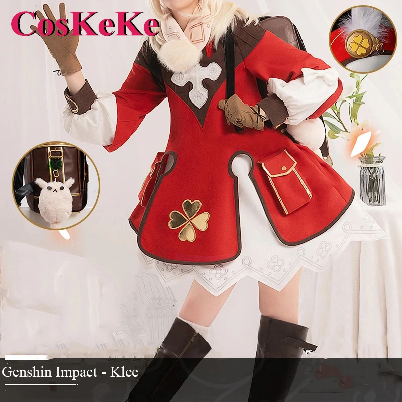 

CosKeKe Klee Cosplay Costume Anime Game Genshin Impact Spark Knight Lovely Red Unifrom Women Halloween Party Role Play Clothing
