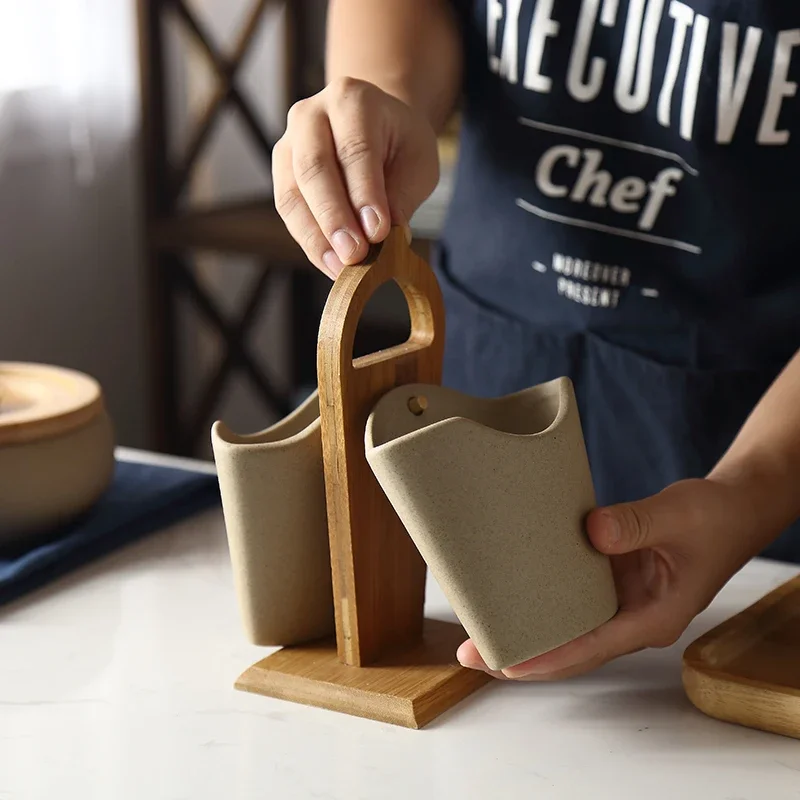 Стильный керамический органайзер для столовых приборов декоративные бамбуковые