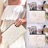 cosmetic bag wedding makeup bag toiletries storage bag pencil bag pink flower letter print organizer bag wallet clutch bag