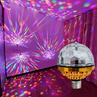 e27 colorful led stage flashing light bulb 6w rotating crystal magic ball mini lamp for disco party christmas party decoration
