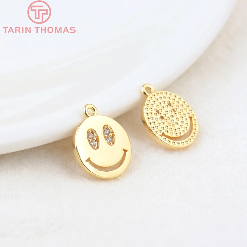 Латунные подвески с цирконием и смайликом 1 мм 24 к | Украшения аксессуары