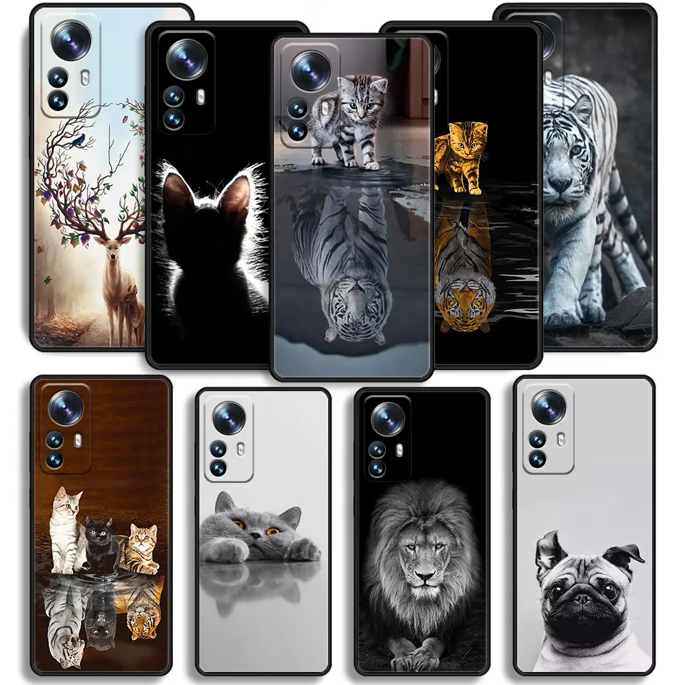 Чехол-накладка с животными слоном тигром котом собакой из ТПУ Для Xiaomi Mi Note 12 12X 11 10T