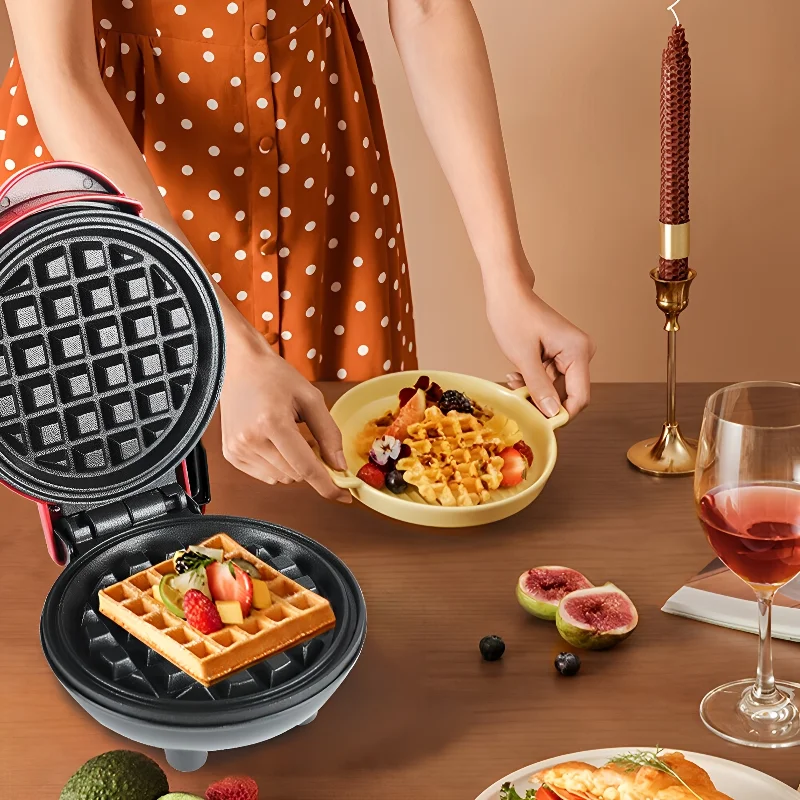 

Mini Waffle Maker Nonstick Waffle Iron For Kids Pancakes Waffles Paninis Gadget Breakfast Lunch Snack Household Cooking Machine