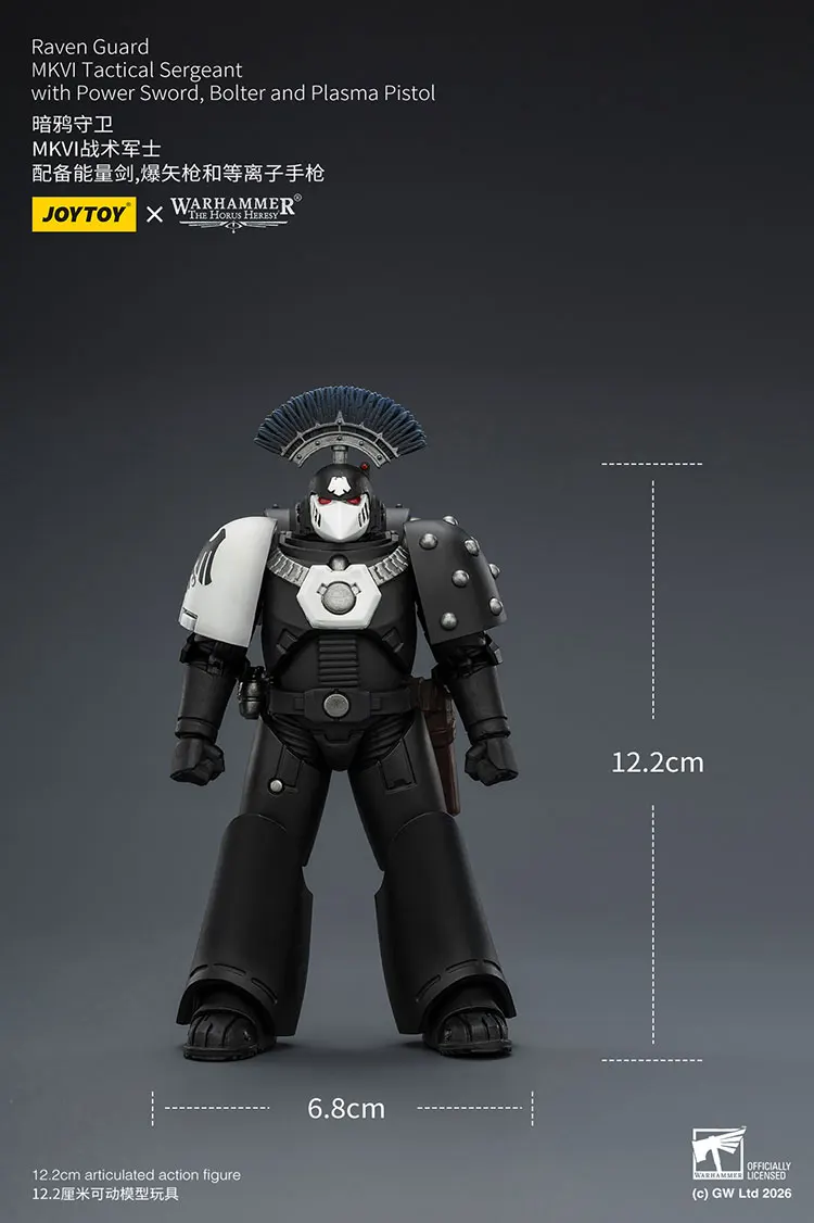 Фото Аксессуары: Фигурка JOYTOY Warhammer 1/18, тактический сержант Raven Guard MkVI с мечом, болтером и плазменным пистолетом. №5