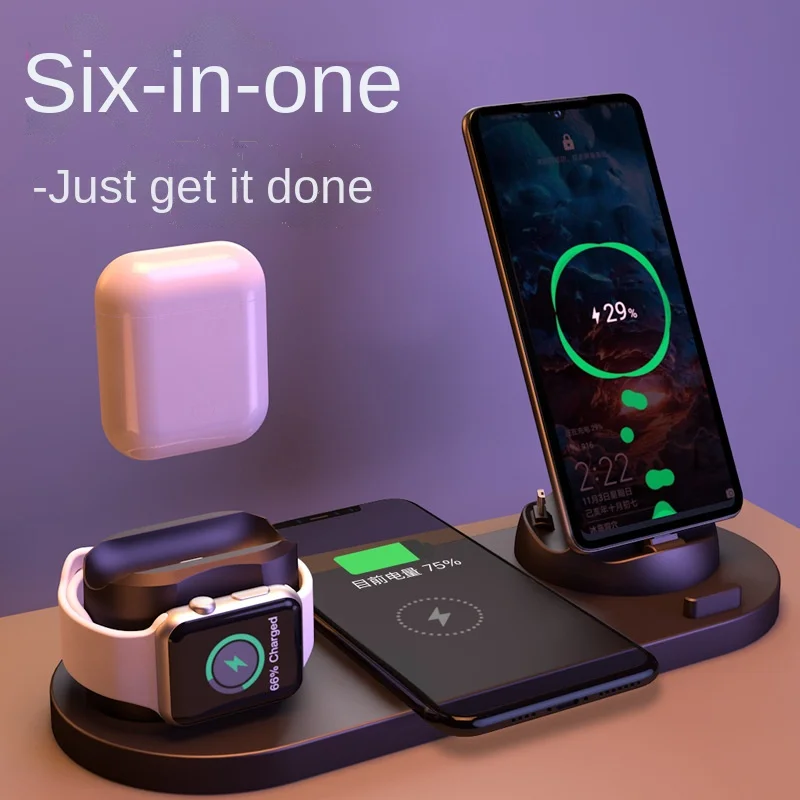 

Multifunctional Six-in-one Fast Wireless Charger Stand Mobile Phone Headset Watch Charging for IPhone 13 12 11