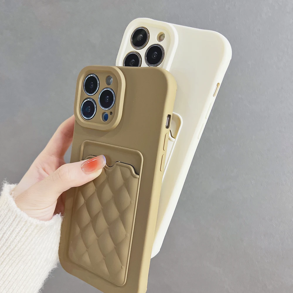 Модный чехол-бумажник с рисунком в виде ромбовидной решетки для iPhone 11 12 13 Pro Max XS X XR