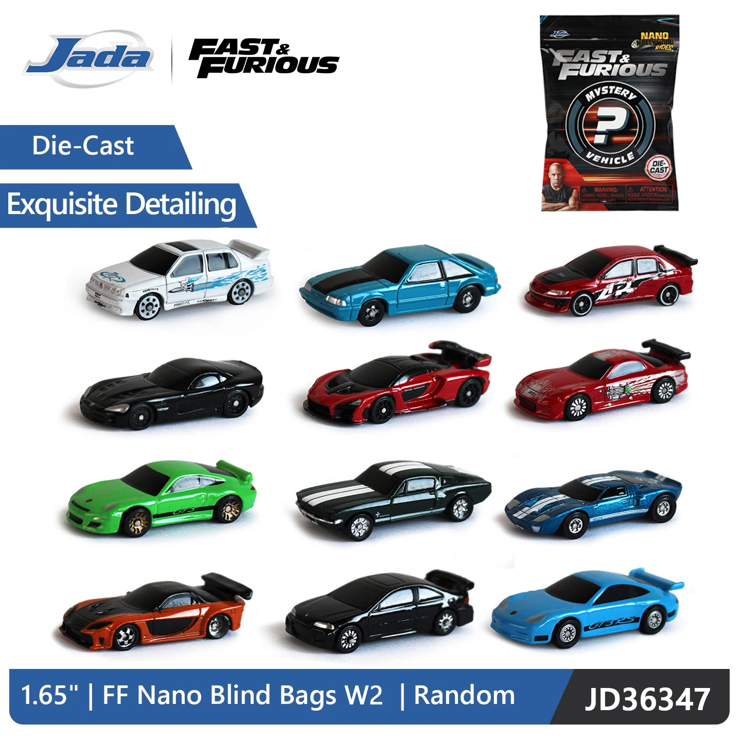 JADA W2 Fast & Furious 1:128 Коллекционные металлические мини-машинки в слепой коробке (Волна 2) - Случайная коллекция автомобилей из фильма (art.: 3920d8362e702) - 3920d8362e702