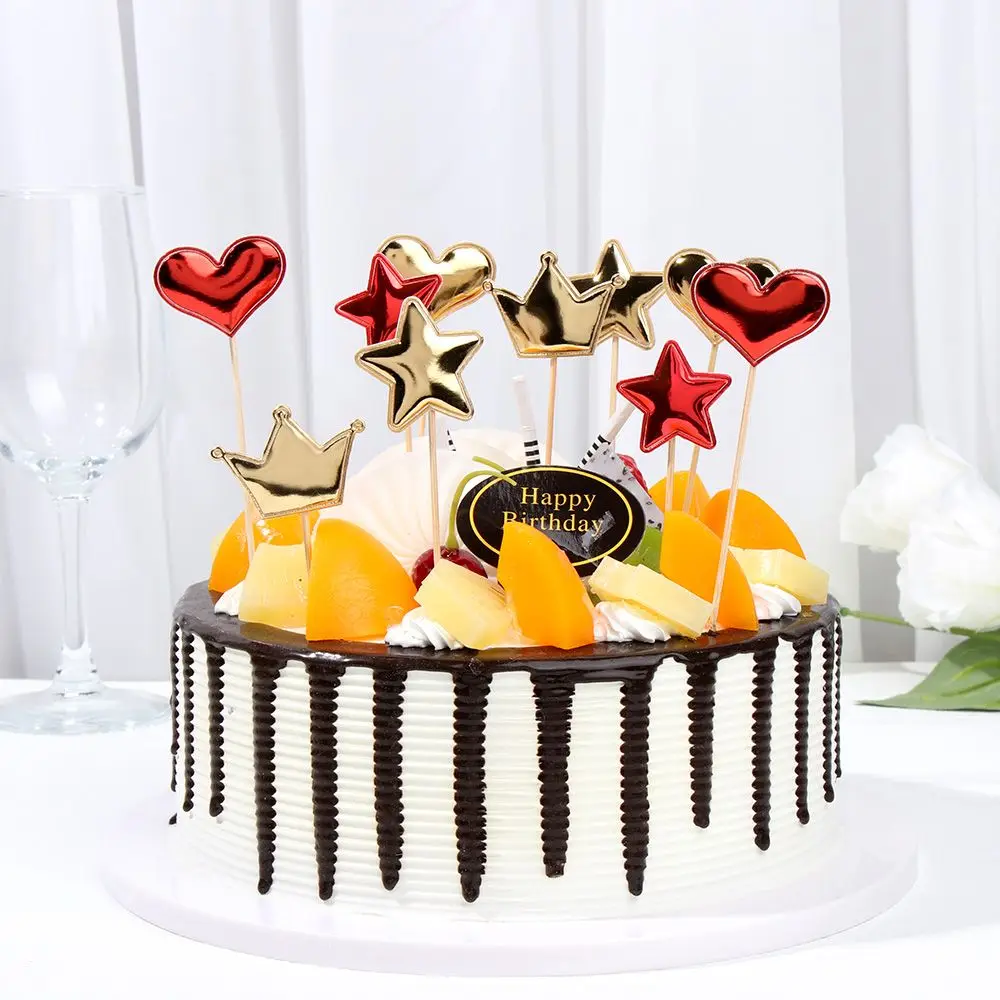 

5 PCS Heart Wedding Supplies Birthday Party Decor Cake Topper Flags Cake Insert Cup Cake Decoration
