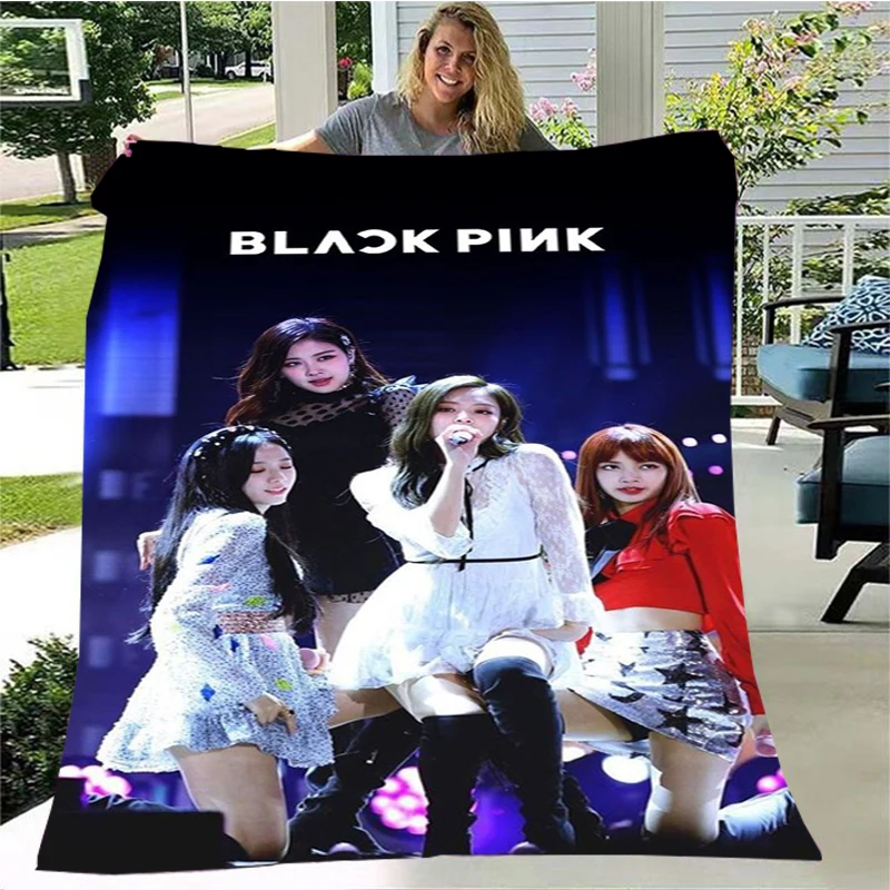 

Korean idol group black pink soft plush blanket, flannel cover blanket suitable for living room,bedroom, bed, sofa, picnic cover