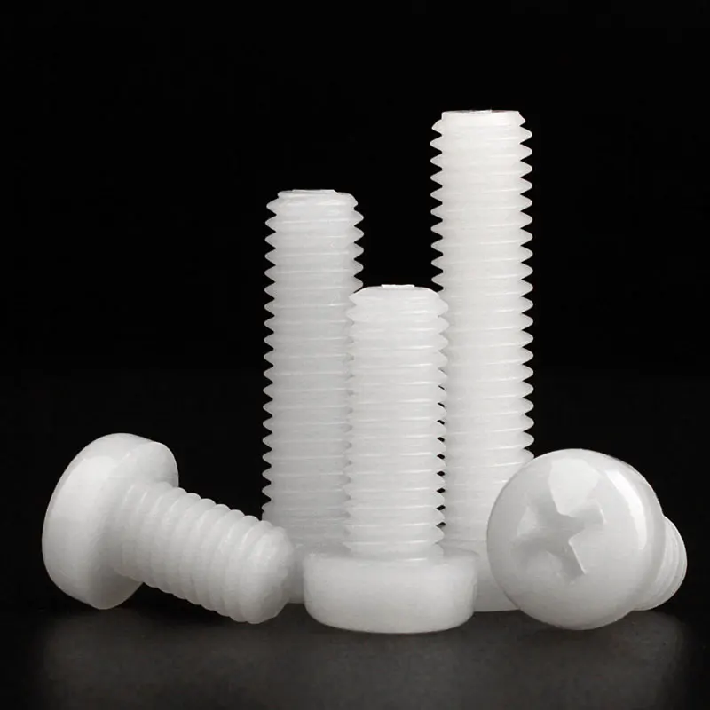 

20-50pcs M2 m2.5 m3 m4 m5 m6 Nylon Screws Metric Thread White Nylon Plastic Insulated Cross Recessed Disc Head Screws