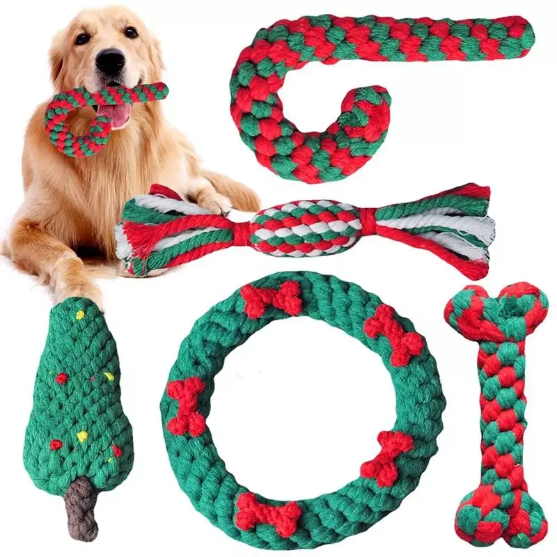 

2023NEW Christmas Dog Rope Toys Chew Rope Toys For Dogs Candy Cane Dog Bone Toys Set For Dogs Puppies All Breeds Christmas Gift