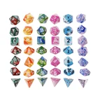 7 шт.компл. акриловые полигедрические кости для TRPG настольной игры, яркие изысканные