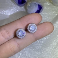 2022 new female austrian crystal round earring for women s925 silver white yellow gold color zircon hip hop wedding gift jewelry