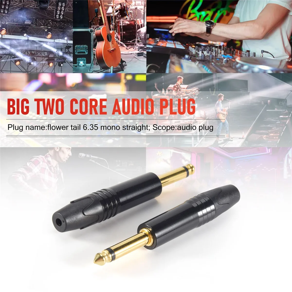 Позолота 10 шт. моноразъем профессиональный 2-полюсный 6 35 мм 5 стереоразъем разъем