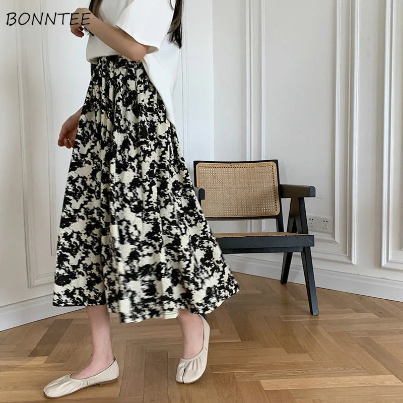 

Женские юбки, нежные Универсальные женские элегантные удобные тонкие Красочные простые уличные платья с принтом в стиле ольччан, дышащие