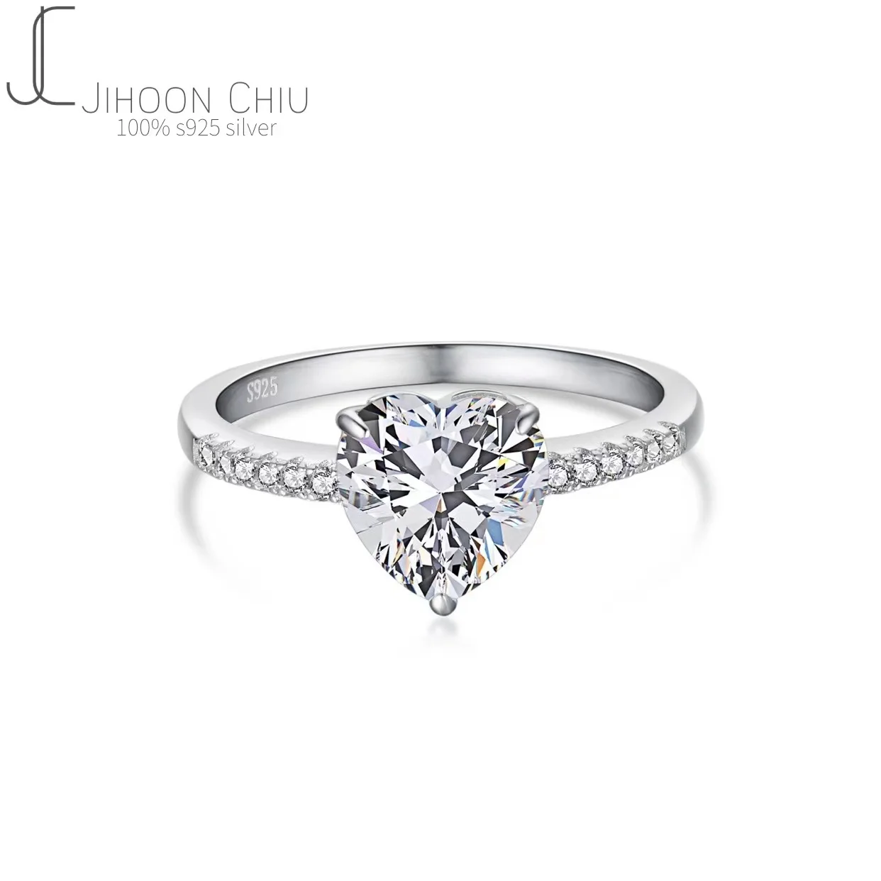 

100% 925 Sterling Silver Heart Cut Created Moissanite Gemstone Wedding Engagement Women Ring Fine Jewelry Wholesale