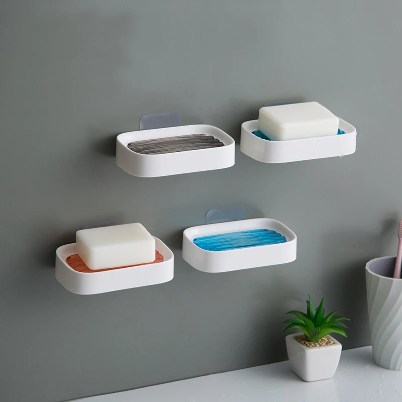 

1pc Bathroom Shower Soap Box Dish Storage Plate Tray Holder Case Soap Holder Bathroom Tray Accessories Box Shelf Wall Dishes