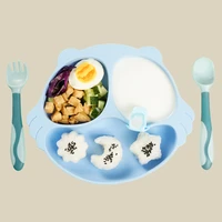 baby plates spoons forks bowls tableware set soft silicone non slip cute raccoon feeding food for kids items bpa free dishes