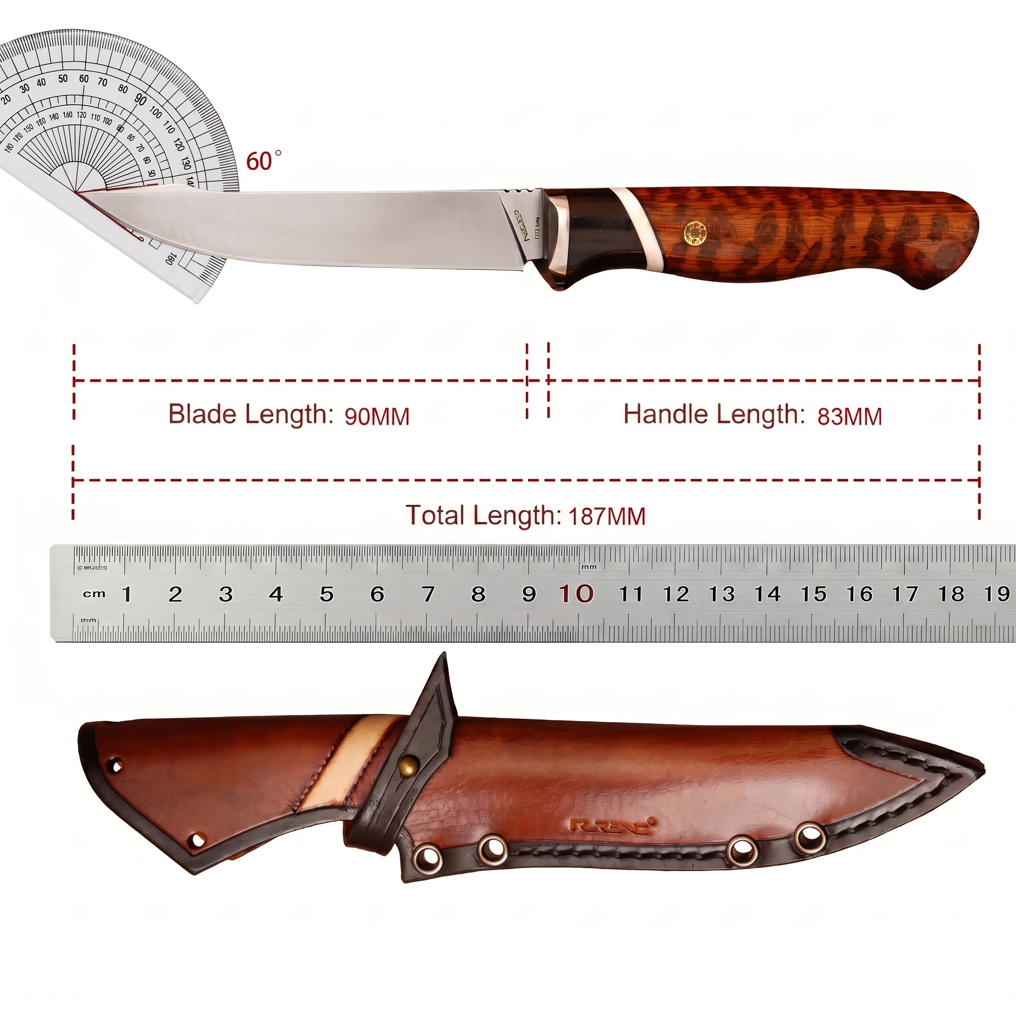 Фото OGAR Новый портативный инструмент Flying Fish M390 из порошковой стали для активного отдыха, кемпинга и туризма, многофункциональный нож с рукоятью из кожи змеи и дерева, ручная работа №3