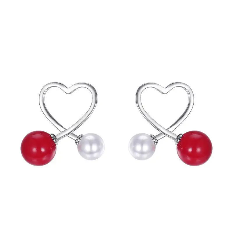 Korean Style Simulated Pearl Earrings For Women Heart Stud Earrings Wedding Kpop Jewelry Gift Brincos
