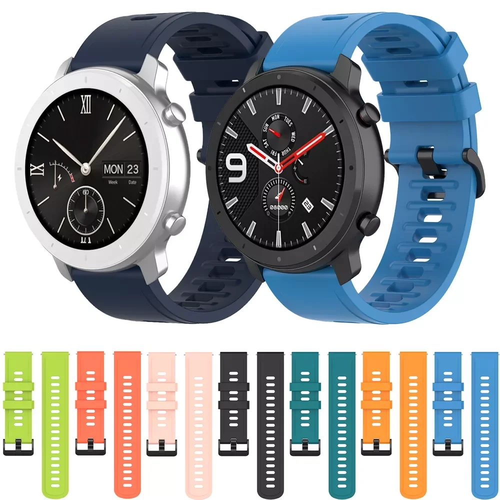 

Ремешок силиконовый для Amazfit GTR/Stratos/Bip, сменный Браслет для Samsung watch 3/4 Huawei watch 3/GT2 Correa, 22 мм 20 мм