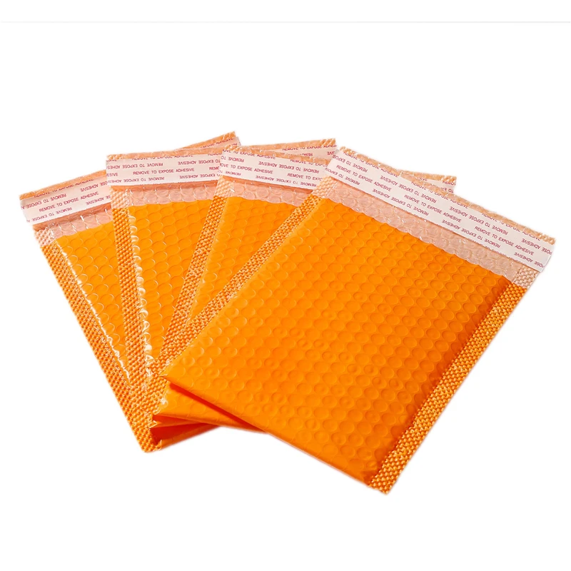 Ceny 50 Sztuk Mailer Poly Bubble Wyściełane Koperty Na Przesyłki Do Mailer Opakowanie Na Prezenty Własny Woreczek Hermetyczny Bubble Padding Pomarańczowy