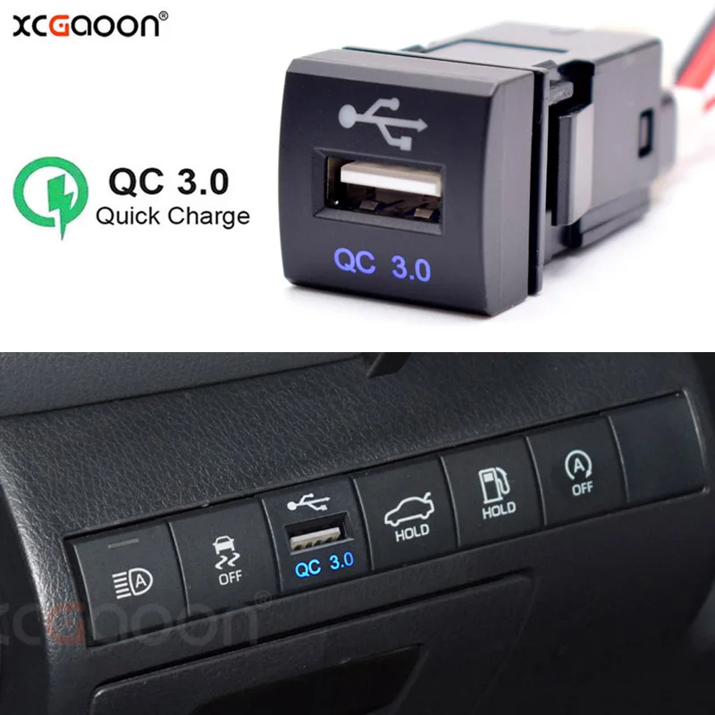 Cargador rápido de teléfono móvil para coche, dispositivo USB de 12V, 22x22mm, QC3.0, para Toyota Camry, Corolla, Rav4, Prado 2019, 2020, 2021