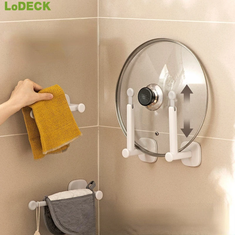 

LoDECK No punching Multi function expandable hook no mark powerful household kitchen pot lid cutting board shelf support
