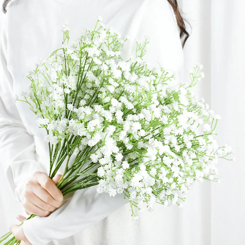 

52cm Artificial Flowers Gypsophila White Baby Breath Fake Flower For Wedding Bride Bouquet Party Home Decor Valentine's Day Gift