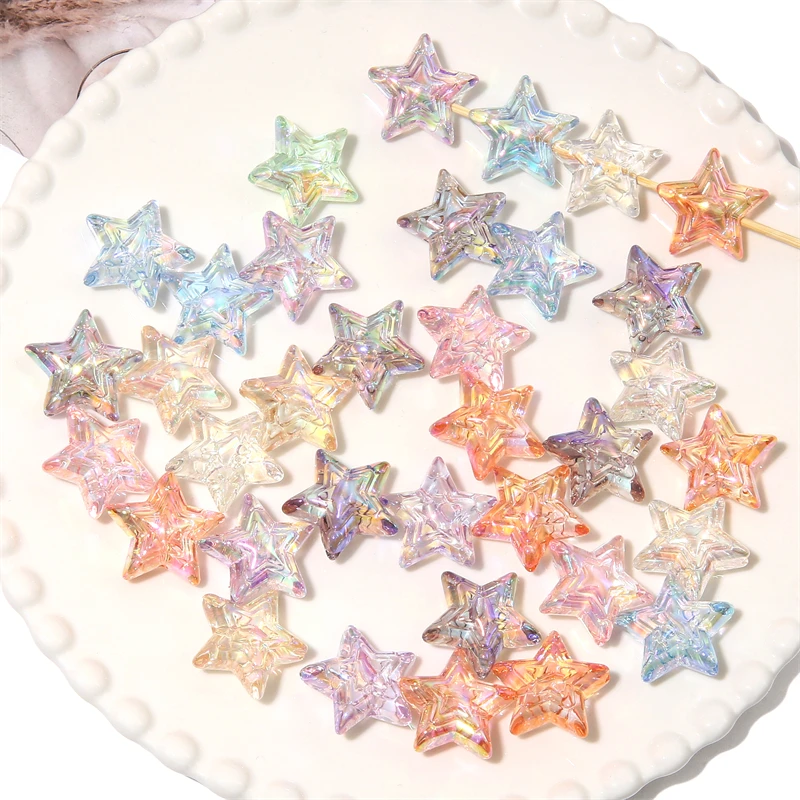 Прозрачные Акриловые бусины с УФ эффектом 4 шт. 24 мм отверстие 2 для браслетов