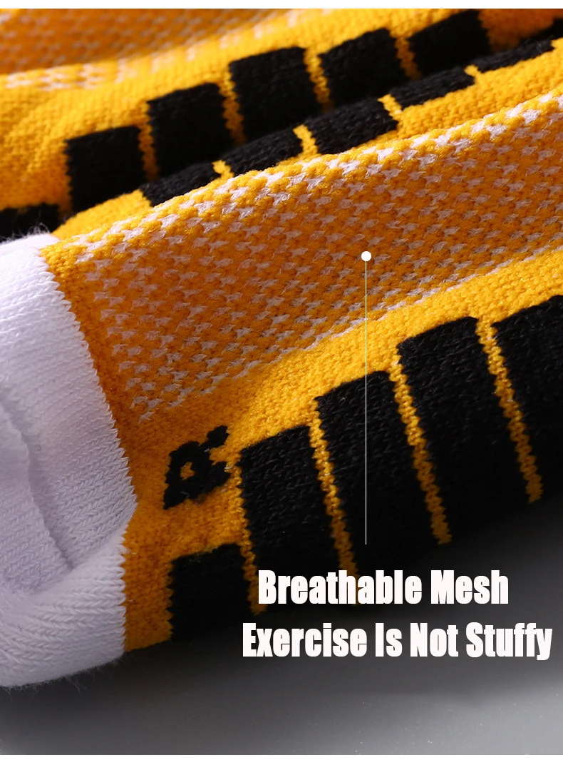 3PCS Men's Sports Basketball Socks Outdoor Soccer Running Trekking Cycling Breathable Sweat-Wicking Towel Soles Cushioned Socks