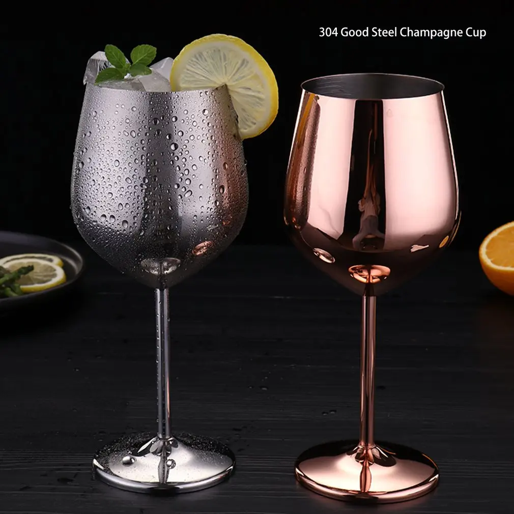 500ml Stainless Steel Red Wine Goblets Copper Plated Red Wine Glass Juice Drink Champagne Goblet Party Barware Kitchen Tools