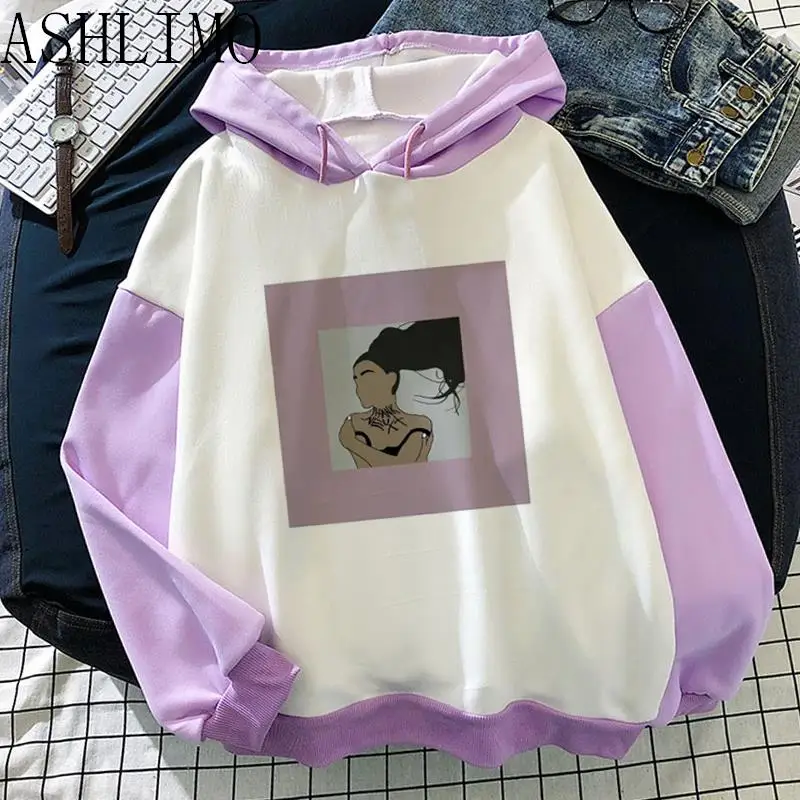 

Повседневные женские толстовки Ariana Grande в стиле хип-хоп, уличная одежда в стиле K-POP, модная одежда с длинным рукавом, Свитшот в стиле пэчворк, ...